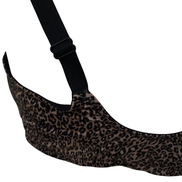 Victorias Secret Lightly Lined Plunge Leopard Underwire Bra Size 38DDD Front - Picture 4 of 10